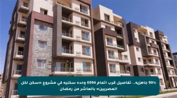 90% جاهزية.. تفاصيل قرب إتمام 6994 وحدة سكنية في مشروع «سكن لكل المصريين» بالعاشر من رمضان